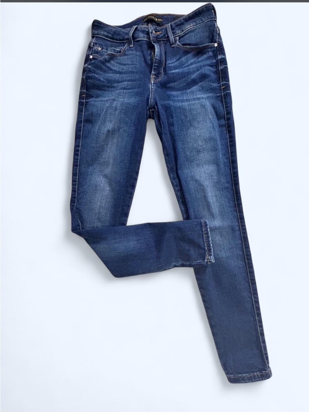 Guess Women's Skinny Jeans in Dark Blue Washed Denim